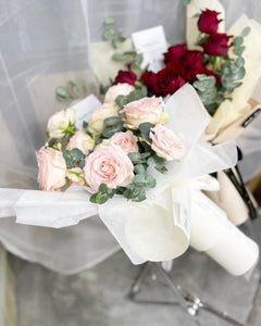 Prestige Bouquet To You  (Kenya Pink Avalanche Eucalyptus Design) (Small 6 Roses)