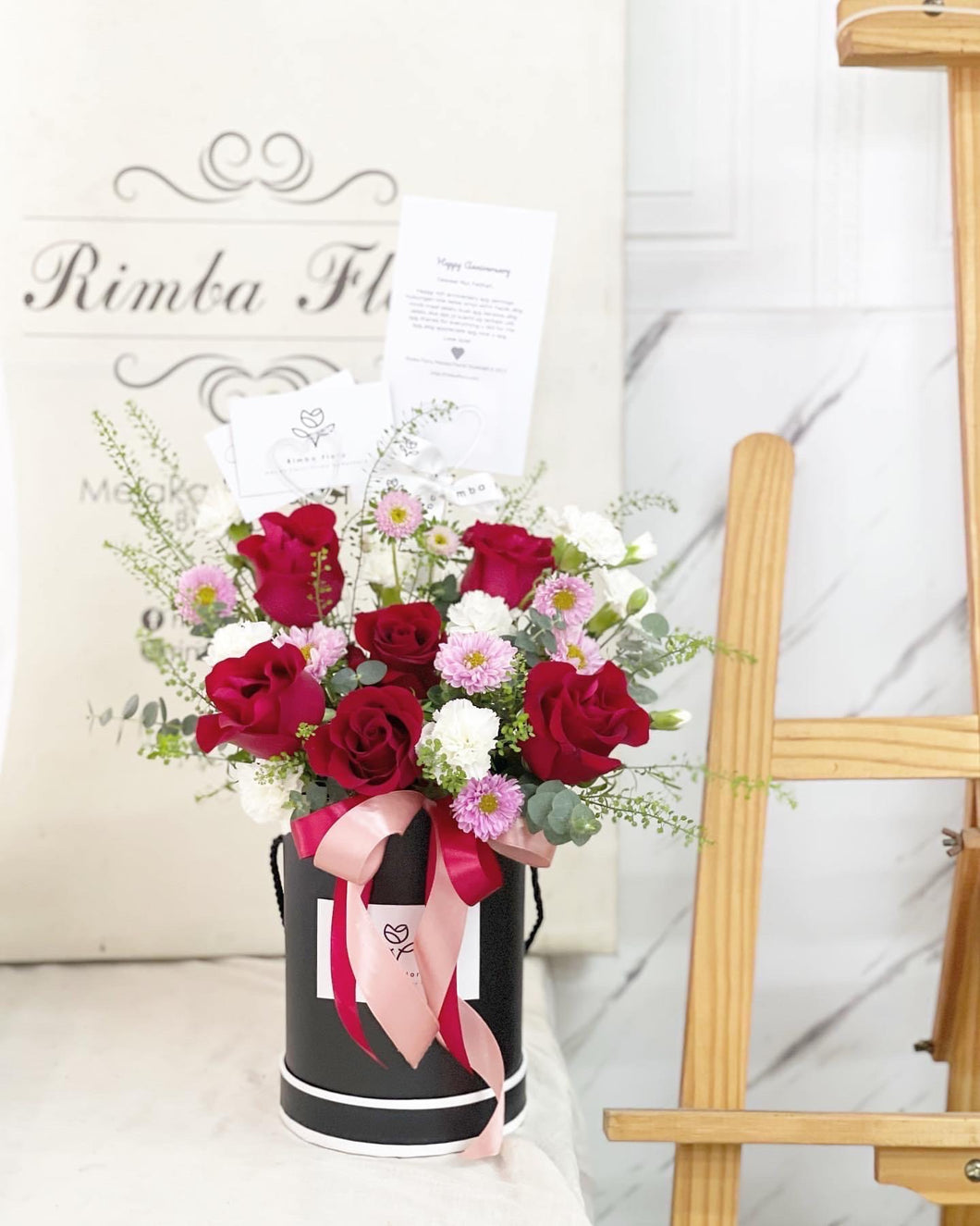 Flower Box To You ( Red Roses with Pink White Design)
