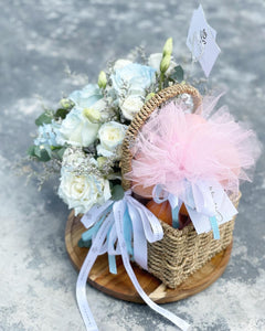 Premium Fruit Flower Basket To You (Blue White Design)