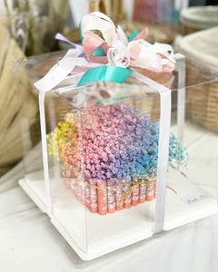 Cake Style Flower Money Box To You (Rainbow Baby Breath Transparent Box Design)