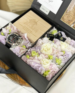 Flower Box With Gift ( Hydrangea Roses Design)
