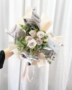 Premium Bouquet To You (Westminster Abbey Roses Style Loose Wrap Design)