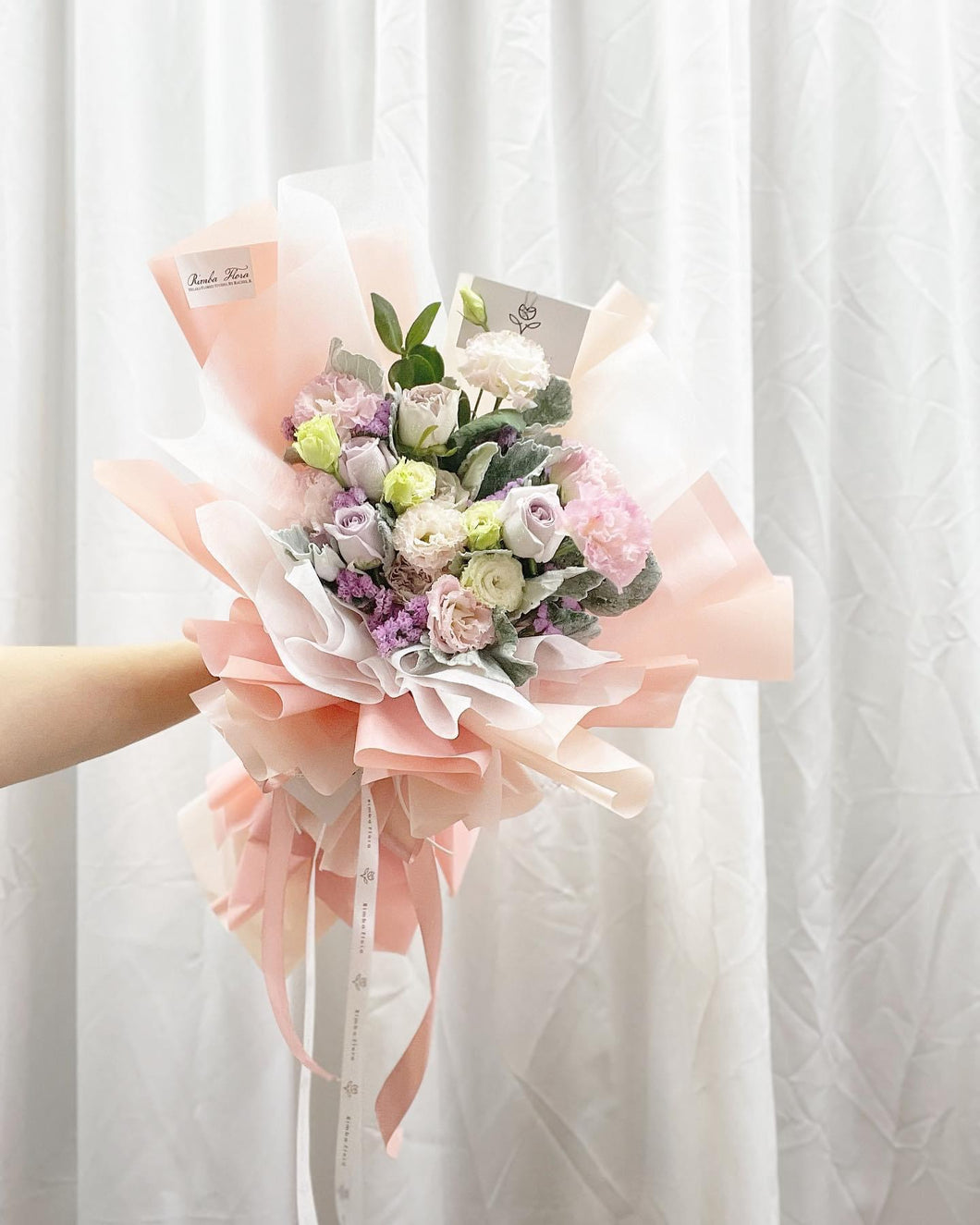 Prestige Bouquet To You  (Pastel Pink Purple White Style Pink Wrap Design )