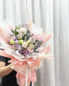 Prestige Bouquet To You  (Pastel Pink Purple White Style Pink Wrap Design )